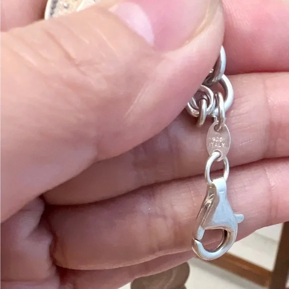 Sterling Silver 12 Coins Charm Bracelet Made In Italy - Picture 4 of 8